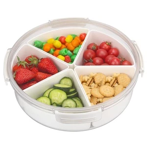 Divided Serving Tray with Lid, Removable Divided Platter Snack Box, Food Stor... - Picture 1 of 8