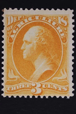 US SC# O3 PSE CERT AGRICULTURE OFFICIAL YELLOW 3C MINT MH OG H - Image 1 of 4