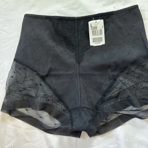 NWT Leonisa Panties Swiss Dot Lace Trim Black Large Compression Boy Short Pretty - Picture 1 of 11