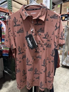Hooey Poloshirt Herren Größe Small rostfarben Kaktusmuster Cowboy Golf - Neu mit Etikett!!! - Bild 1 von 5