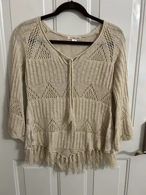 Top con flecos tejido talla pequeña Double Zero para mujer. Lados de encaje Foto 1 de 4