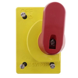 LEVITON COVER-S WETGAURD TOGGLE SWITCH SWITCH COVER, 15A-40A, YELLOW - Picture 1 of 4
