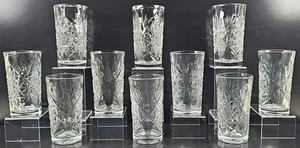 10 Libbey Hobstar Highball Glasses Set Clear Star Embossed Drinking Tumblers Lot - Picture 1 of 24
