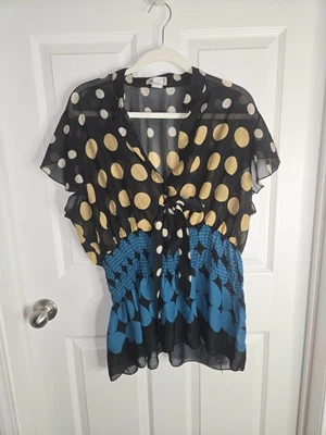 M.K.M. Blusa manga corta lunares transparentes usada 2XL Foto 1 de 4