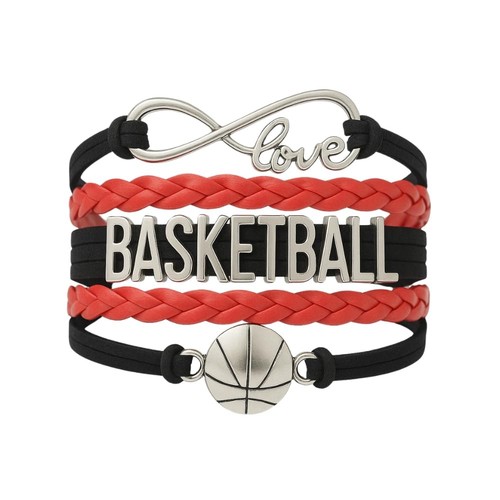 COACH Bracciale Charm Basket e Infinity Regolabile Regalo Rosso Nero per Allenatore e...