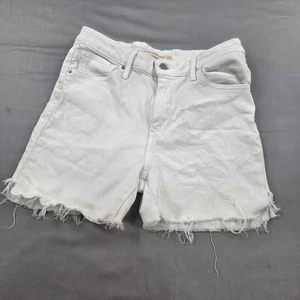 Levis 721 High Rise Skinny Ankle Denim Shorts White Distressed Fray Hem Size 28 - Picture 1 of 7