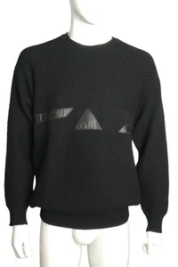 PIERRE CARDIN - 80er Jahre schwarzer Woll- & Lederpullover, Größe L - Bild 1 von 5