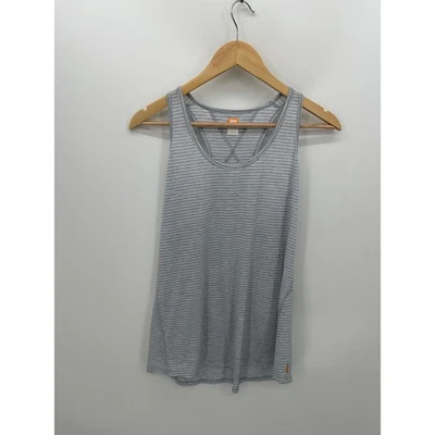 Lucy Tank Women Large Gray Striped Racerback Lucytech workout training Running - Image 1 of 4