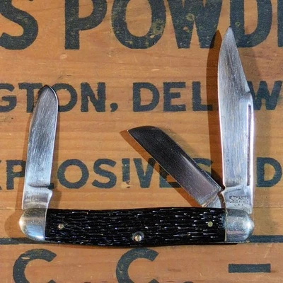 Navaja de bolsillo vintage Kutmaster EE. UU. 3 hojas Stockman, 4" Foto 1 de 4