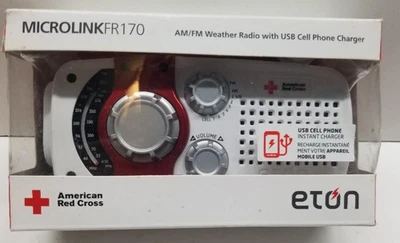 ¡Nuevo! Radio de emergencia multiusos Eton Microlink FR170 Cruz Roja Americana, blanco Foto 1 de 4
