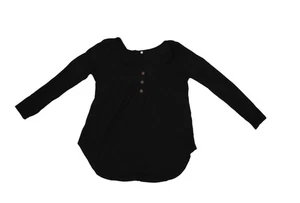 Camisa Amoretu Mujer Mediana Negra Manga Larga Cuello Redondo Túnica Henley Dobladillo Curvo - Imagen 1 de 11