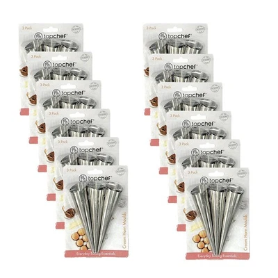 12x 3pc Topchef Stainless Steel Cream Horn Moulds Baking Utensil Set Silver - image 1 of 2