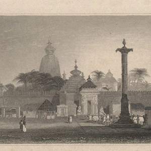 Indien Orissa Haupttempel der Juggernath Historische Ansicht Stahlstich 19 Jhd - Bild 1 von 2