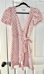 Draper James RSVP rot & weiß Puffärmel Wickelkleid Größe Medium - Bild 1 von 9