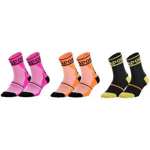 3Pairs Cycling Socks Riding Bicycle Bike Sports Ankle Socks XC Pink Orange Black - Picture 1 of 12