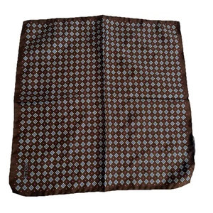 ETON Brown Blue Pocket Square 100% SILK Handkerchief Made In Italy Handkerchief - Picture 1 of 5