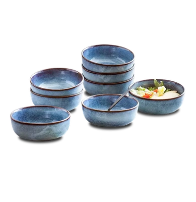 NUEVO Beau Mont 1922 Reactivo 8 piezas Juego de Cuencos AZUL Gres BeauMont Foto 1 de 4