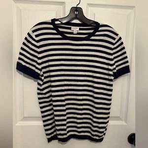 J. CREW Damen Pullover dunkelblau & weiß gestreift Kurzarm Rundhals Größe M - Bild 1 von 5