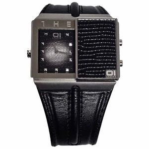 01 THE ONE SLIDER Binary Time Dual Time Uhr Digital Analog Schwarz Neu SD227R1 - Bild 1 von 4