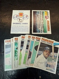 1977 Topps Burger King New York Yankees Team Set (23 cartas) Excelente/Como Nuevo *Sin Piniella* - Imagen 1 de 1