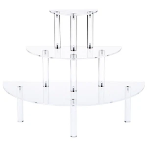 Plymor Clear Acrylic Three-Tiered Half-Round Display Shelves, 14"H x 18"W x 9"D - Picture 1 of 1