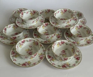 10er Set antike Limoges MF & Co / Elite L France Porzellan Auflaufförmchen & Untertassen - Bild 1 von 12