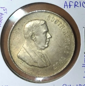 Silbermünze Südafrika 1 Rand Dr. Hendrik französische Verwoerd 1967 - KM#72.1 - Bild 1 von 4