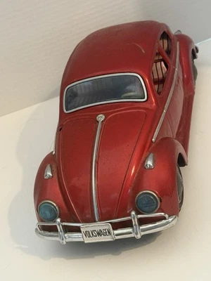 Vintage Bandai Tin Toy Volkswagen Beetle Maroon Matte 1950s 1960s Japan Friction - Image 1 of 4