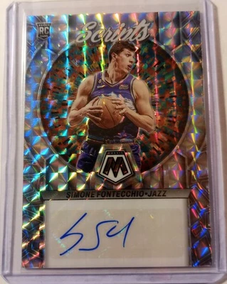 2022-23 Mosaic Simone Fontecchio RC Scripts Silver Prizm Auto Card #RS-FON Heat - Image 1 of 2