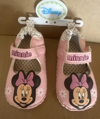 Disney Mickey Mouse Bebé Niñas Rosa Margarita Zapatos Minnie Mouse 6-9 Meses Foto 1 de 3