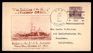 Mayfairstamps US Naval 1934 Bulldog of Navy USS Oregon USS Astoria Cover aat_485 - Picture 1 of 2