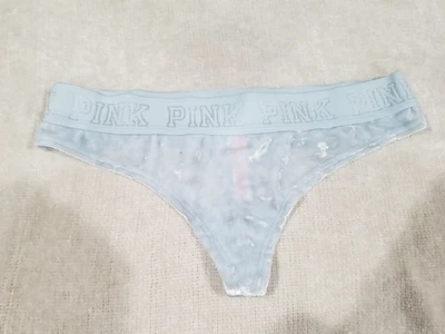 Tanga VS Rosa Para Mujer (S) Lo Rise Lt Azul Terciopelo LOGOTIPO ROSA en Cintura 01/18 Foto 1 de 3