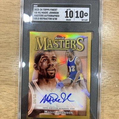2023-24 Topps Finest - Masters Auto Magic Johnson #MA-MJ Gold Refractor /50 (AU) - Image 1 of 2