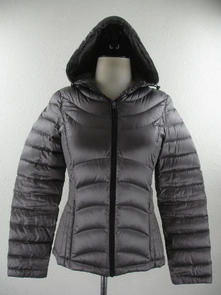 Mujer S Andrew Marc Empacable Ligero 650 Plumón Relleno Chaqueta Abrigo Parka Gris Foto 1 de 4