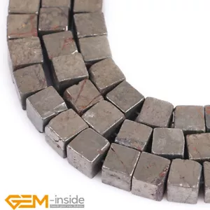 Natural Pyrite Silver Gray Cube Cubic Loose DIY Beads For Jewelry Making 15" AU - Picture 1 of 44
