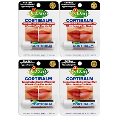 Dr. Dan's Cortibalm - Pacote com 4 - para lábios rachados secos - Bálsamo labial curativo para graves - Imagem 1 de 4