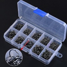 500pcs Assorted Sharpened Metal Fishing Hooks Tackle Lures Baits 10Size+BoDOFA