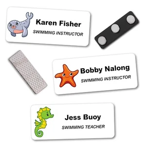Hello My Name Is Badge Tag Swimming Sea Life Teacher Instructor Pin SMN Magnet - Picture 1 of 8