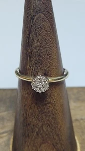 Vintage Girlande 14K Gelbgold 7 Diamanten Cluster Ring Größe 5,75 - Bild 1 von 6