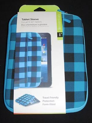 iEsentials 2-Compartment Blue/Blk Neoprene Zip Sleeve For All 9-10" Tablets-New - Image 1 of 4