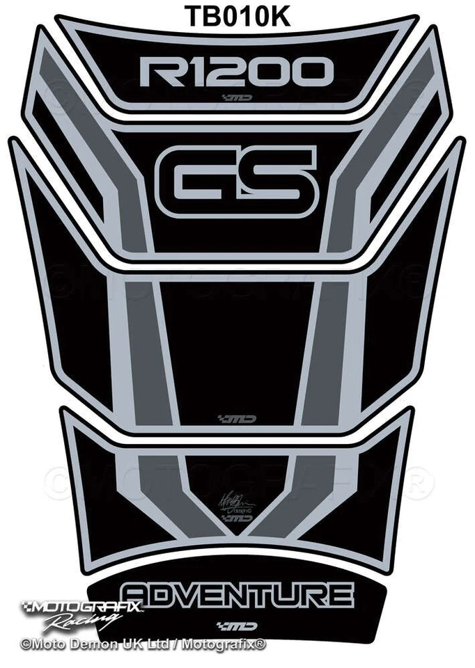 Protector de almohadilla de tanque negro para motocicleta BMW R1200GS Adventure 2006-13 Motografix Foto 1 de 1