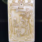 Old Chinese hand-carved 100% natural white jade Ancient figures pendant amulet