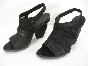LD TUTTLE BLACK NUBUCK LEATHER STRAPPY OPEN TOE SLINGBACKS SHOES WOMEN'S 39.5 - Picture 1 of 12