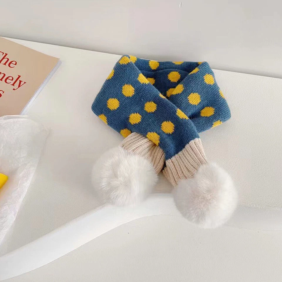 Calentador de cuello a prueba de viento al aire libre baberos tejido bebé bufanda estampado de puntos bufandas cruzadas Foto 1 de 4
