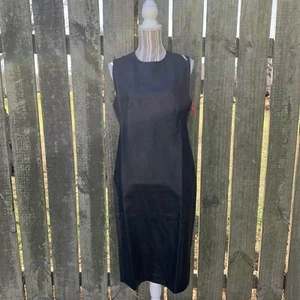 Spanx Luxe schwarzes lederähnliches tailliertes Kleid Gr. Large neu mit Etikett - Bild 1 von 8