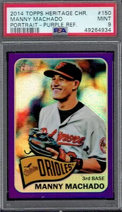2014 Topps Heritage PURPLE REFRACTOR 150 Manny Machado.  PSA 9 MINT.  POP. 1. - Picture 1 of 2