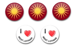 INSIGNIAS DE BOTÓN 25 MM 1" X5 CONDADO DE ESCOCIA OESTE DE LOTHIAN - Imagen 1 de 1