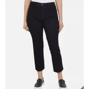 Seven7 Jeans Damen 14 schwarz Denim ausgefranst roher Saum kurz gerade Turm Bauch Con - Bild 1 von 10