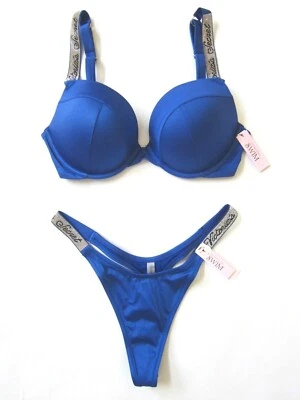 Victoria Secret SHINE Script TEE THONG BIKINI SWIM SUIT 32B 34A 36 D DD S M Set - Image 1 of 4