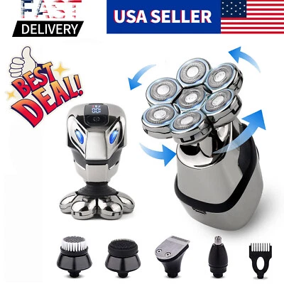 7D Cordless Shaver Hair Trimmer Men’s 5-In-1 Electric Head Shaver Razor Men Wet - Image 1 of 4